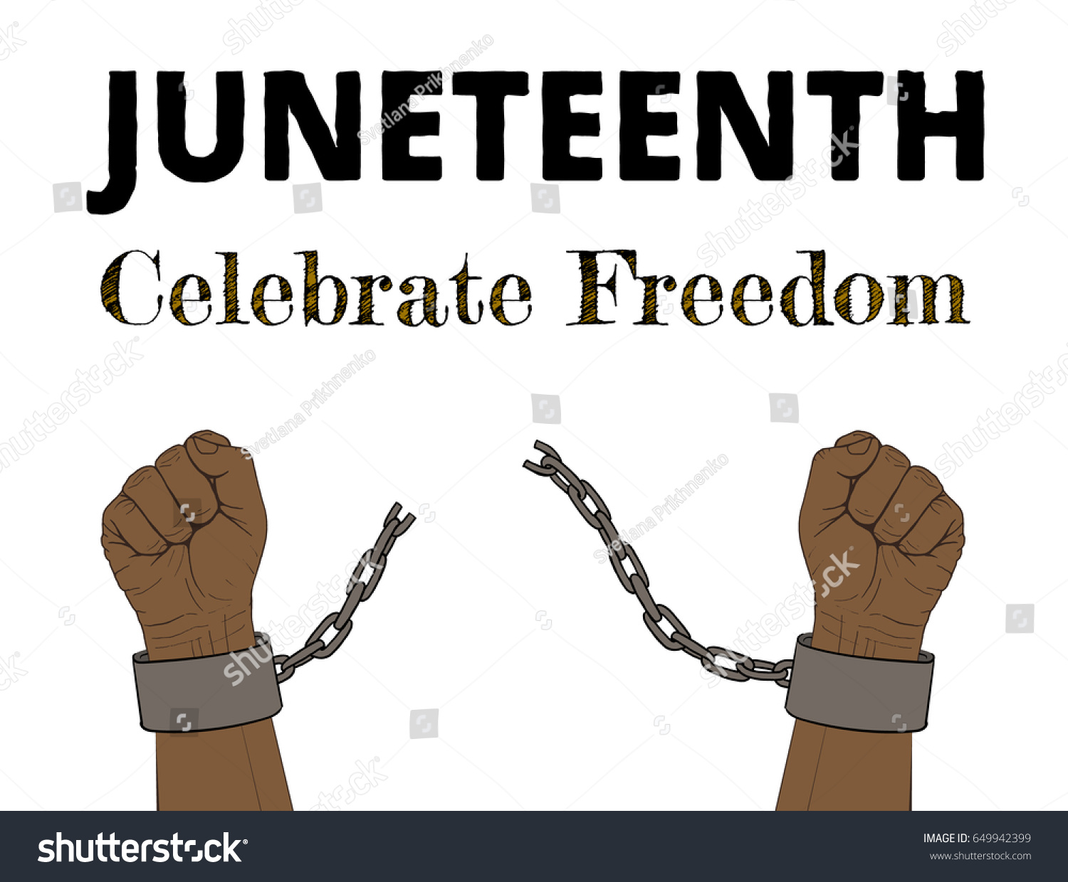 Juneteenth Celebrate Freedom Handdrawn Poster Hands Stock Vector ...