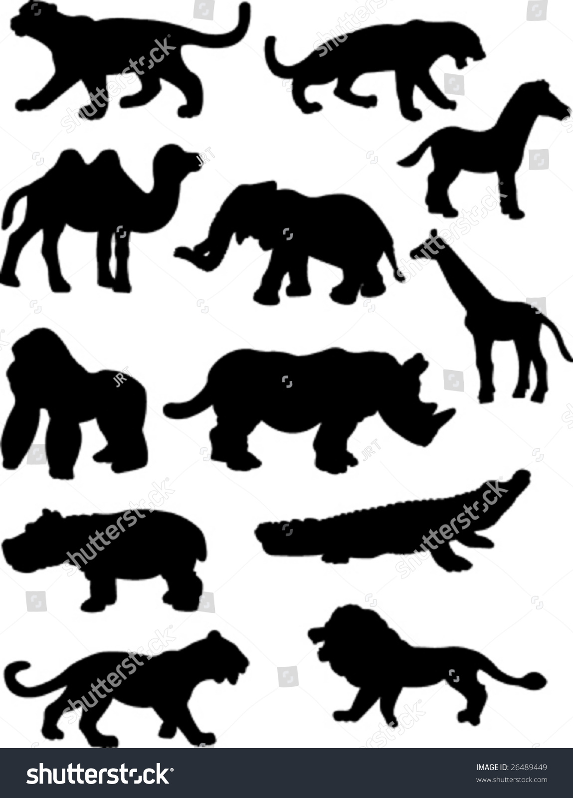 Download Jungle Animal Silhouettes Stock Vector 26489449 - Shutterstock