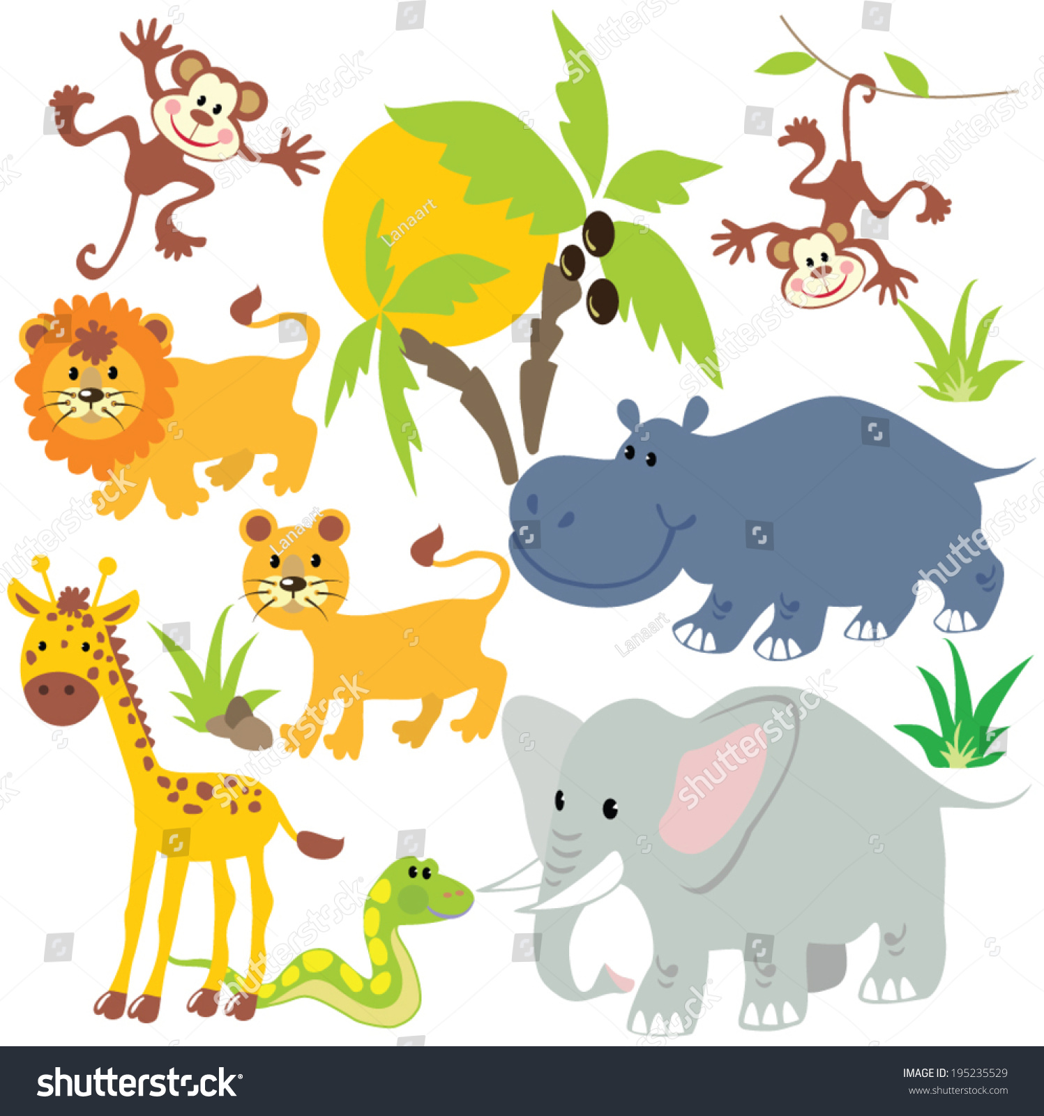 Jungle Animal Vector Illustration Stock Vector (Royalty Free) 195235529