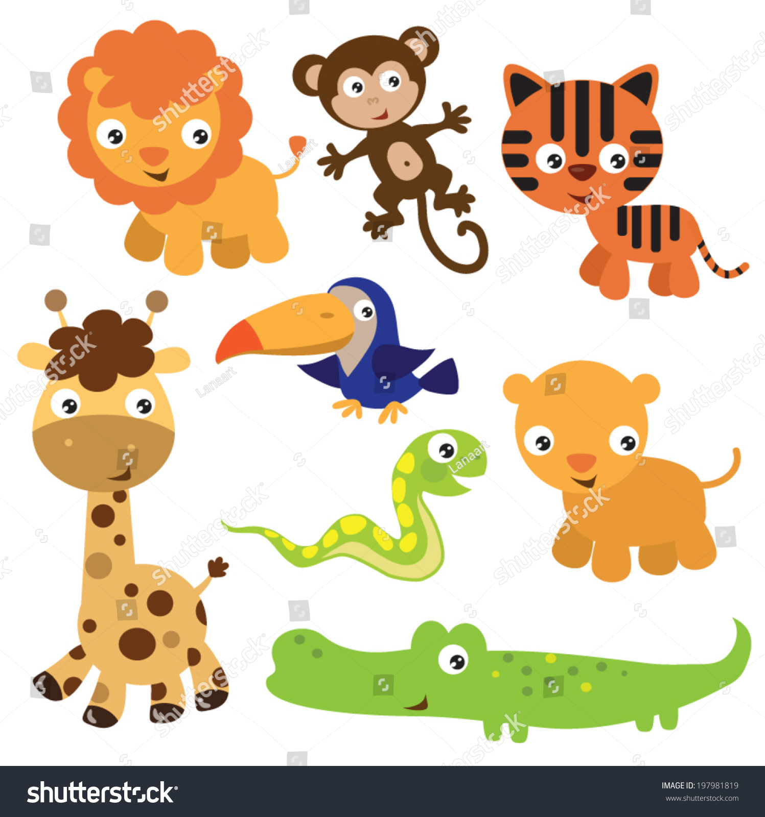 Jungle Animal Vector Illustration Stock Vector (Royalty Free) 197981819