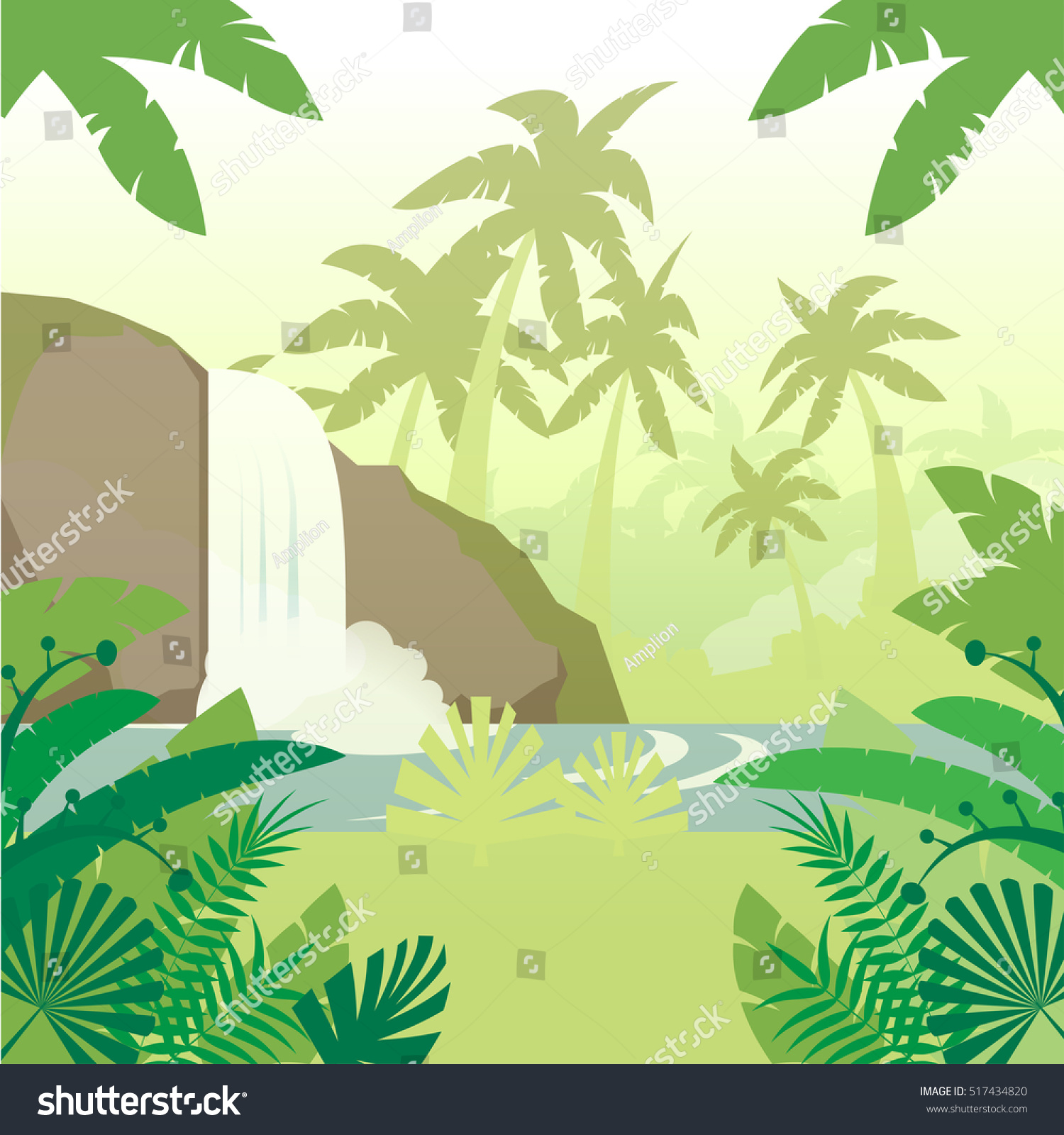 Jungle Flat Background4 Stock Vector 517434820 - Shutterstock