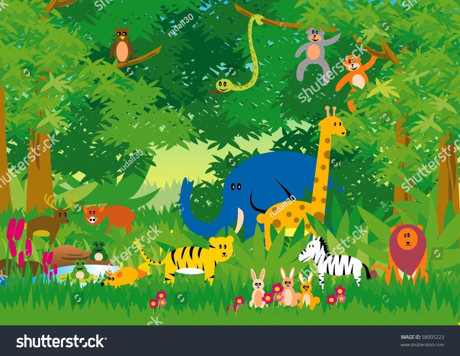 Jungle Cartoon Stock Vector 58005223 - Shutterstock