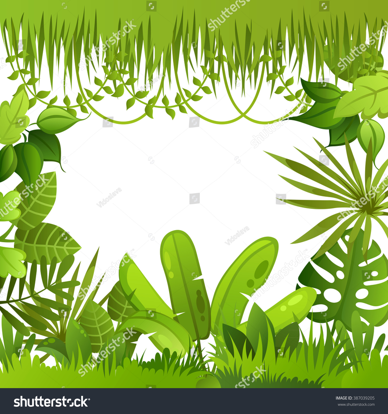 Jungle Plants Background Vector Illustration Stock Vector 387039205 ...