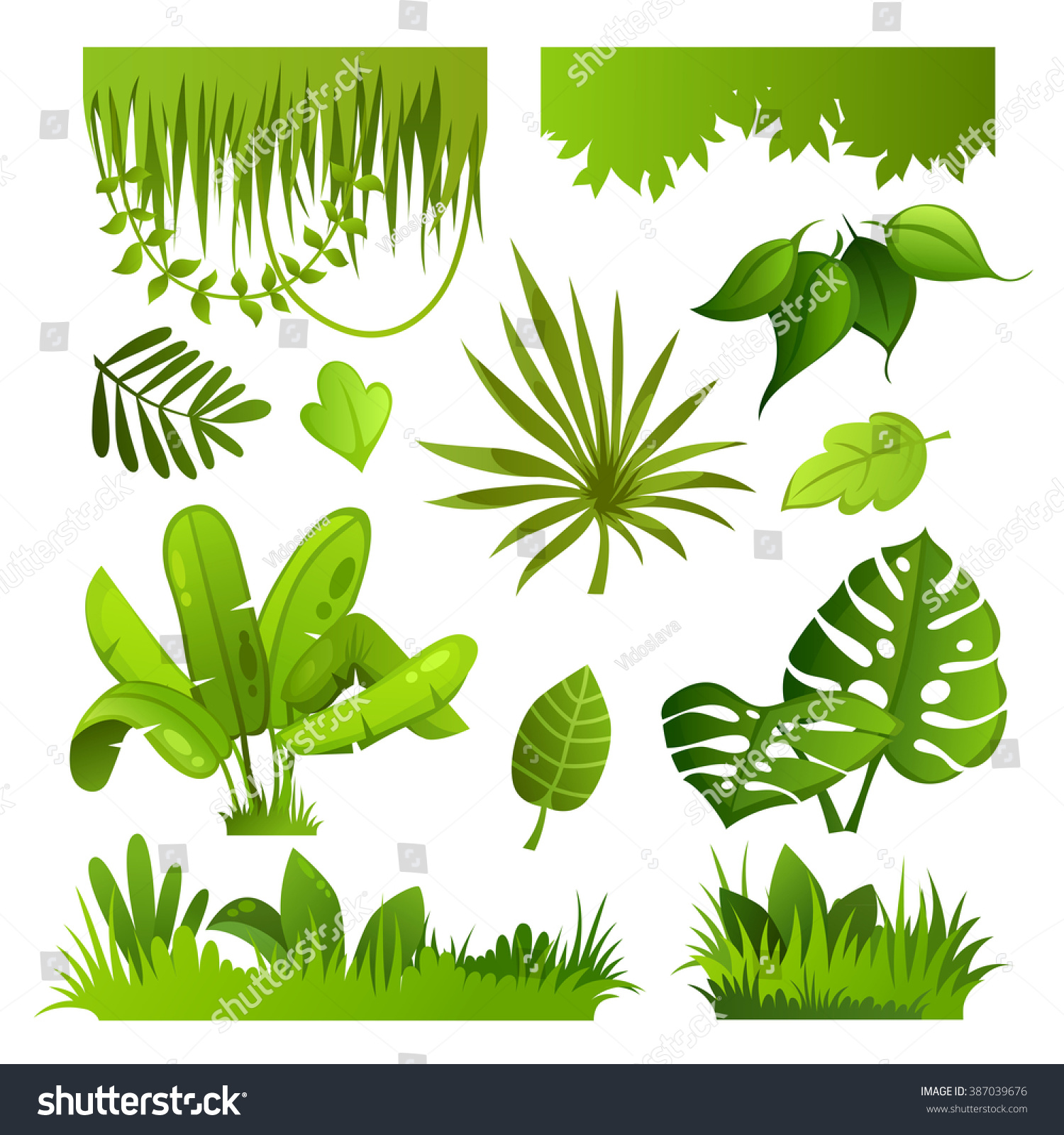 Jungle Plants. Set. Vector Illustration - 387039676 : Shutterstock