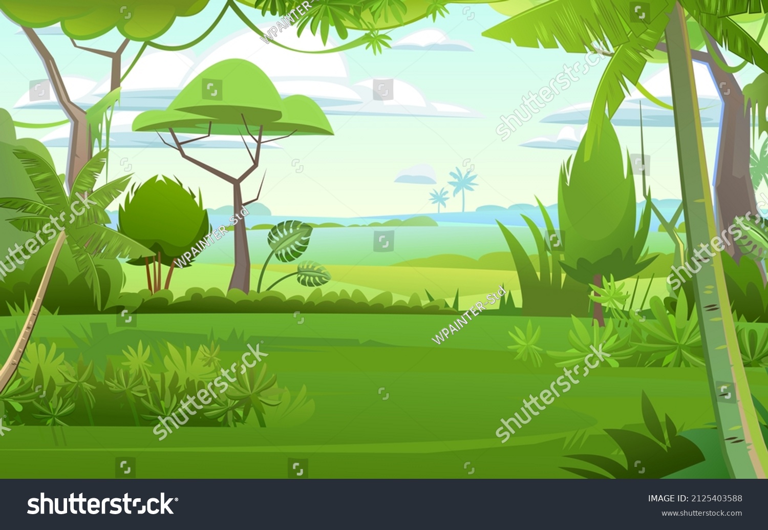 Jungle Vector Dense Thickets View Tropical Stock Vector (Royalty Free ...