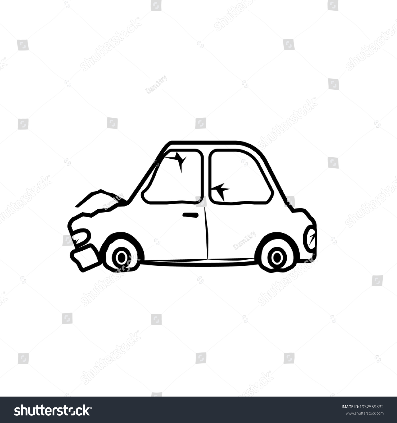 Junk Car Line Icon Clipart Image Stock Vector (Royalty Free) 1932559832