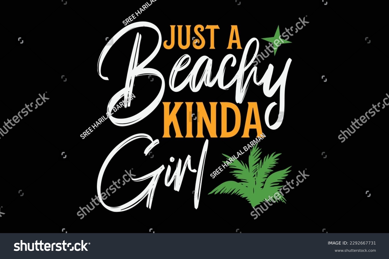 SVG of Just a beachy kinda girl - Summer Svg typography t-shirt design, Hand drawn lettering phrase, Greeting cards, templates, mugs, templates, brochures, posters, labels, stickers, eps 10. svg