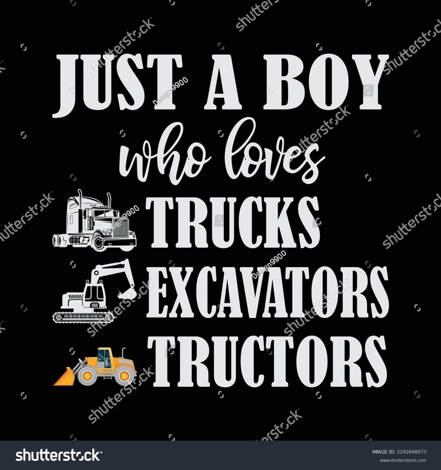 SVG of Just a Boy Who Loves Trucks Excavators Tractors svg