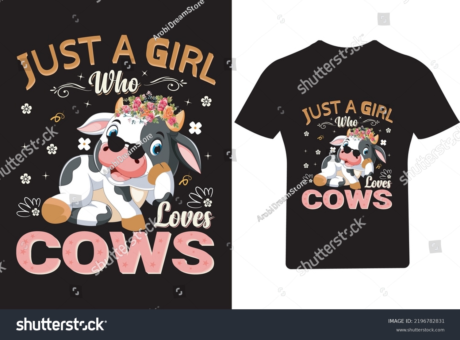 SVG of Just a Girl who loves cows T Shirt, Cow T Shirt Design svg