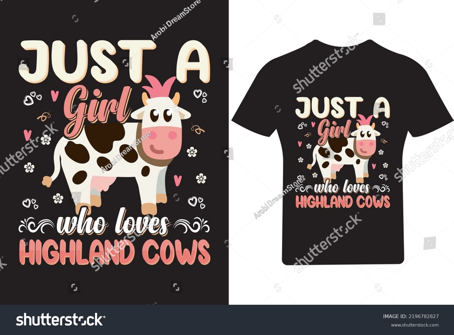 SVG of Just a girl who loves  highland cows T Shirt, Cow T Shirt Design svg