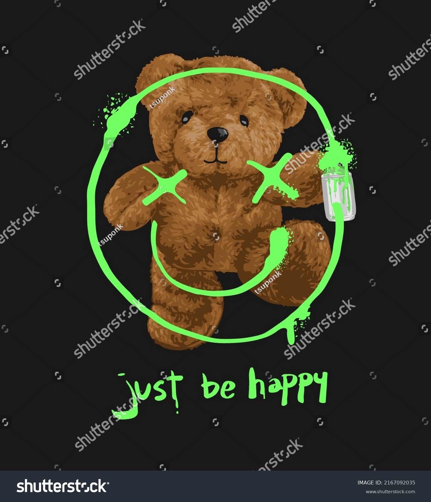 Just Be Happy Slogan Bear Doll Stock Vector (Royalty Free) 2167092035 ...