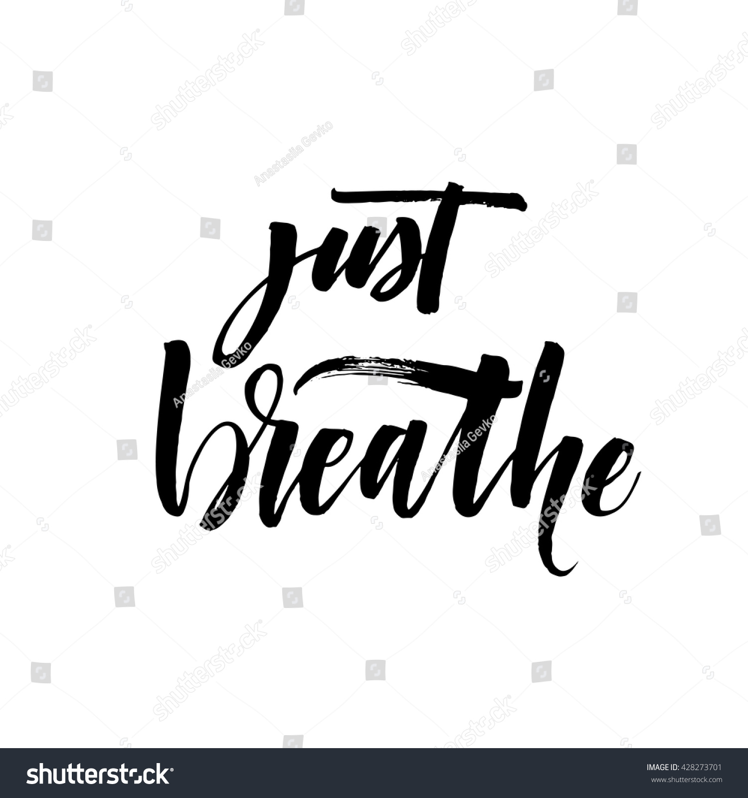 Just Breathe Card Hand Drawn Lettering Stock Vector 428273701 ...