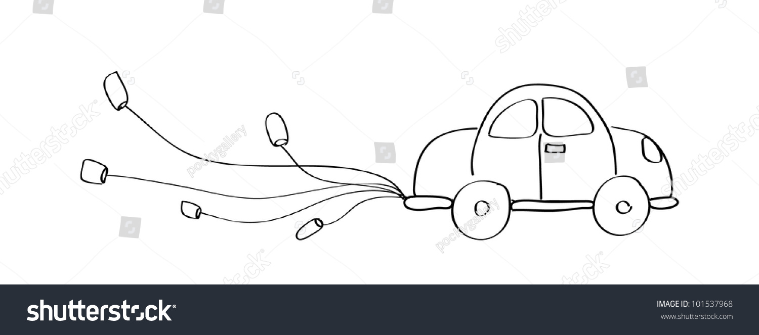 Just Married Car Cartoon Doodle Hand Stock Vector (Royalty Free) 101537968