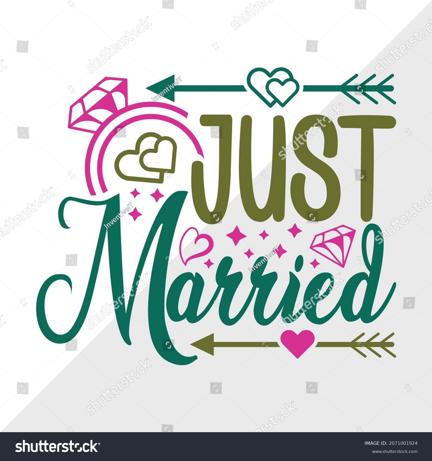 Just Married Printable Vector Illustration Stock Vector (Royalty Free ...