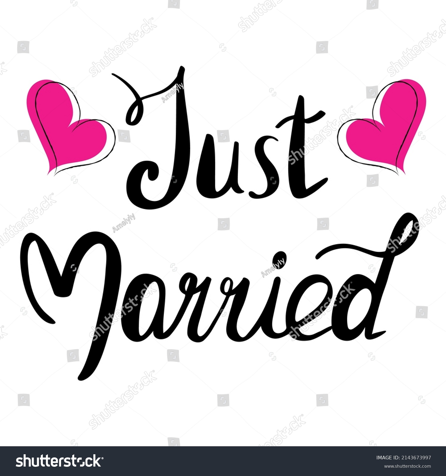 Just Married Vector Lettering Phrase Pink Stock Vector (Royalty Free ...