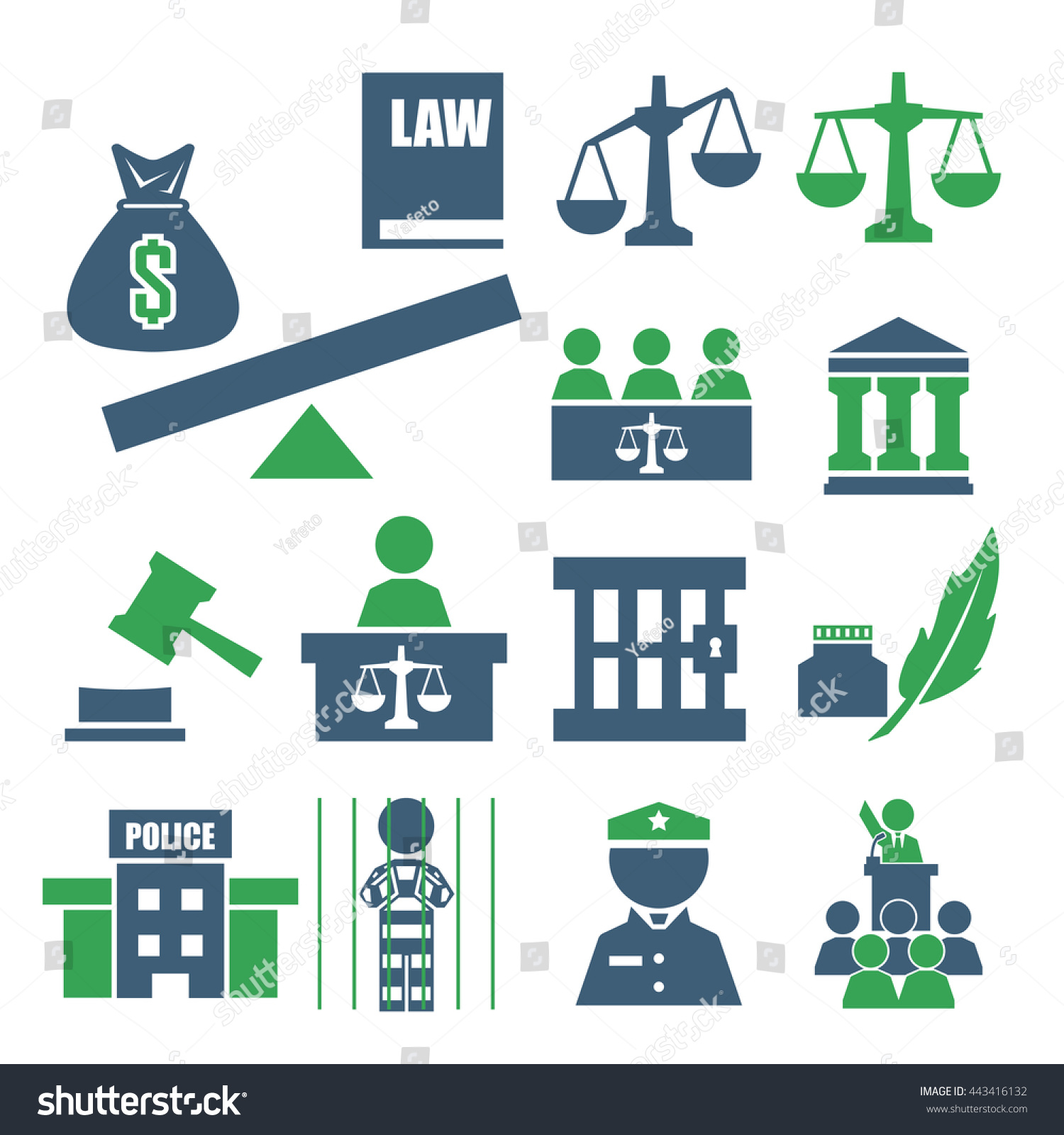 Justice Icon Set Stock Vector (Royalty Free) 443416132