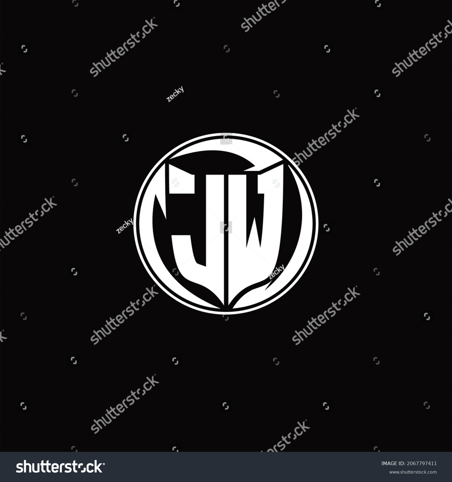 Jw Logo Monogram Shield Shape Three Stock Vector (Royalty Free) 2067797411