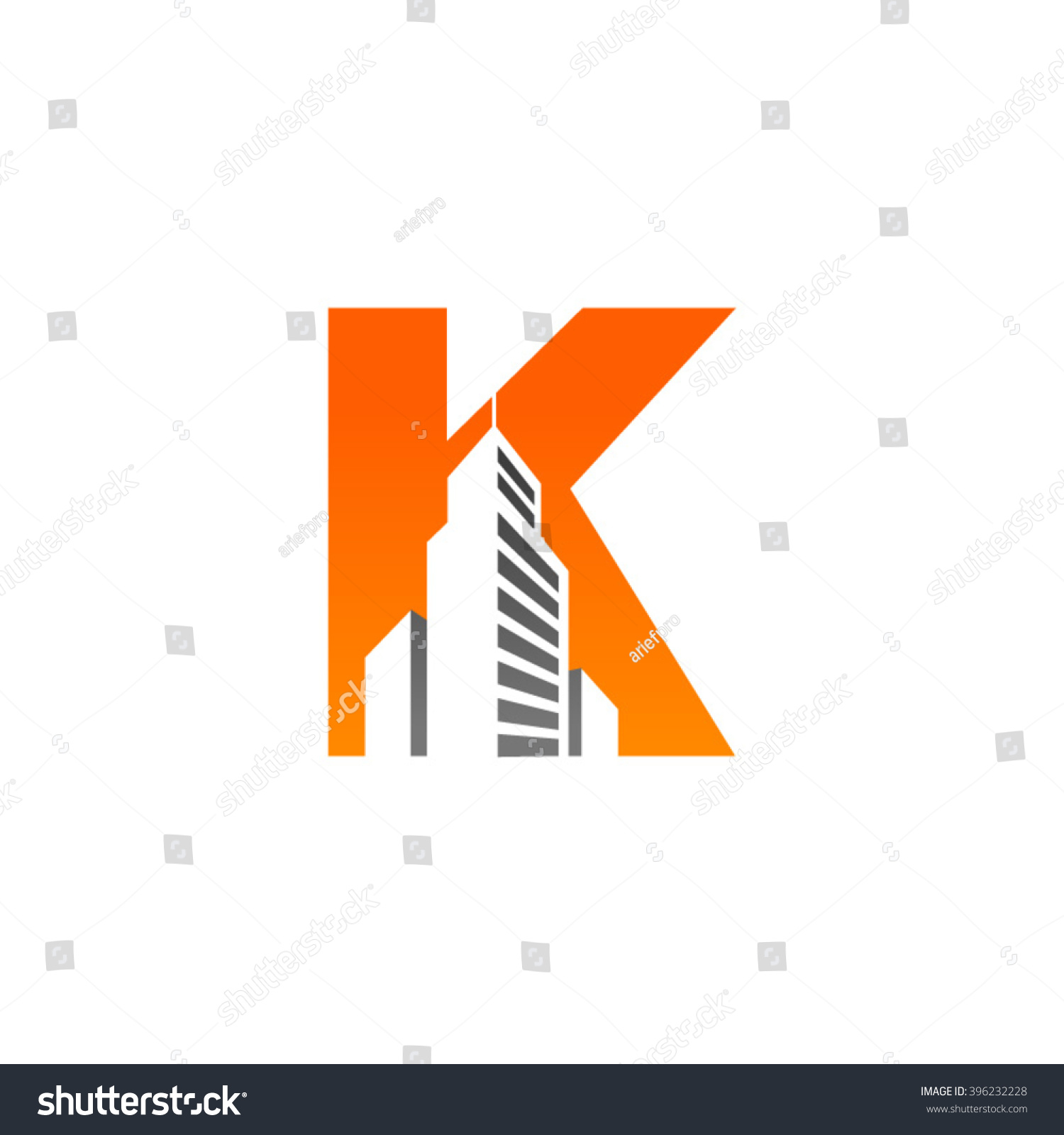 K Alphabet Building Negative Space Letter Stock Vector Royalty Free