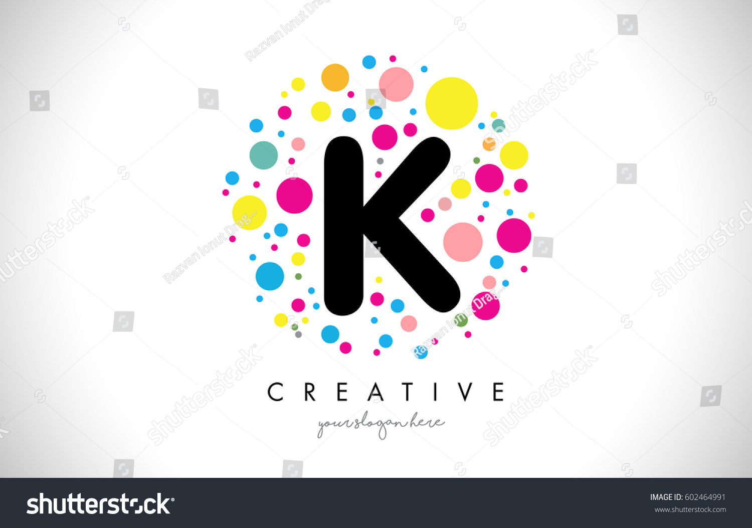 K Bubble Dots Letter Logo Design Stock Vector Royalty Free 602464991