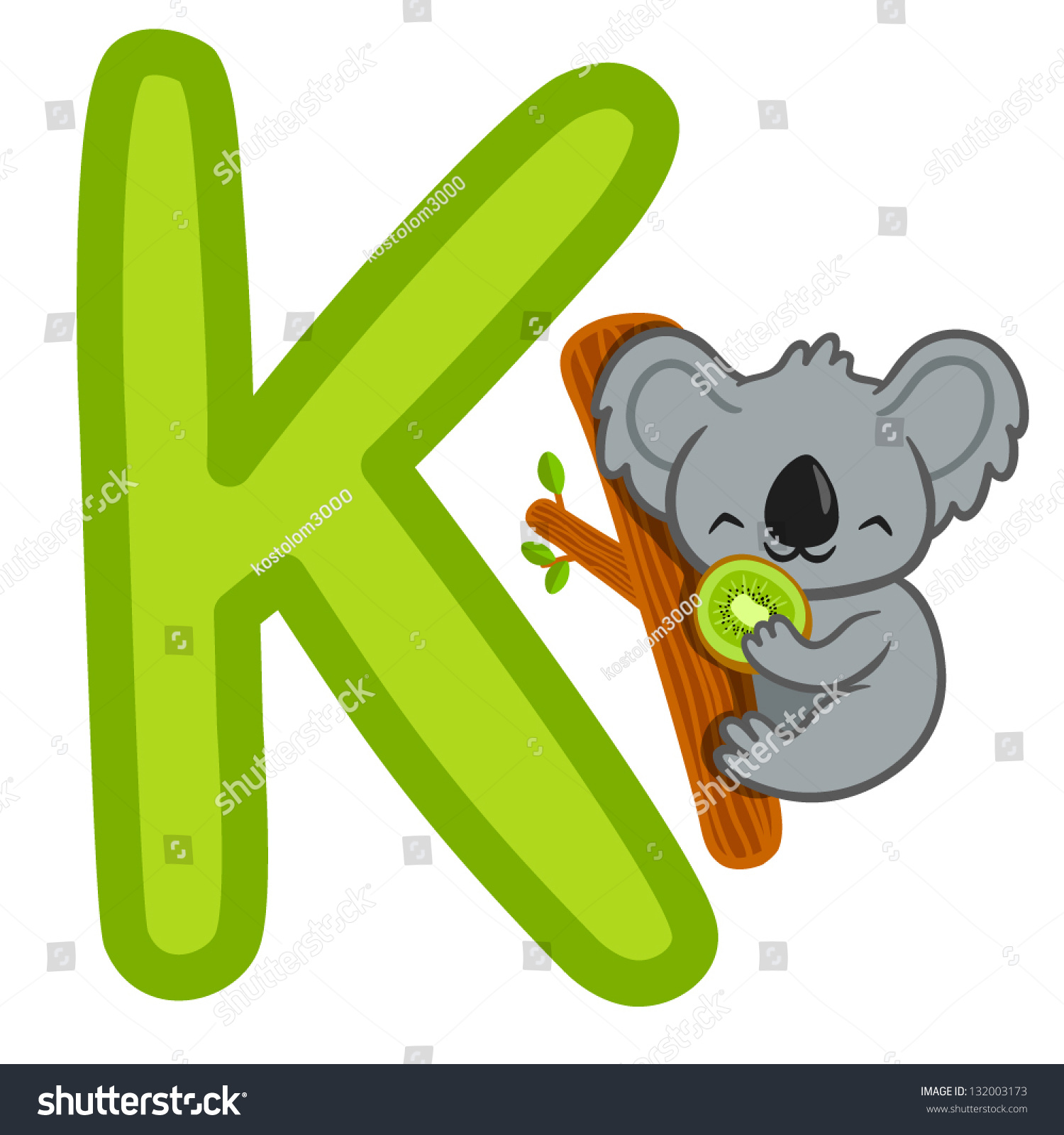 K Koala Kiwi Letter Funny Alphabet Stock Vector 132003173 - Shutterstock