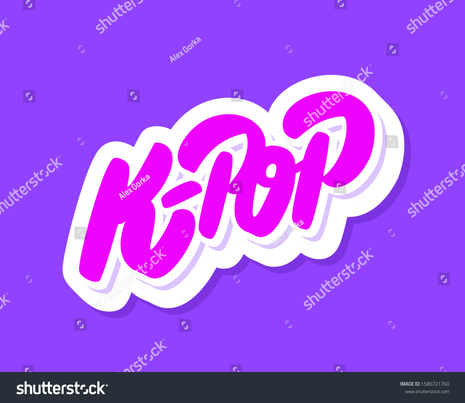 Kpop Hand Drawn Vector Lettering Korean: เวกเตอร์สต็อก (ปลอดค่า