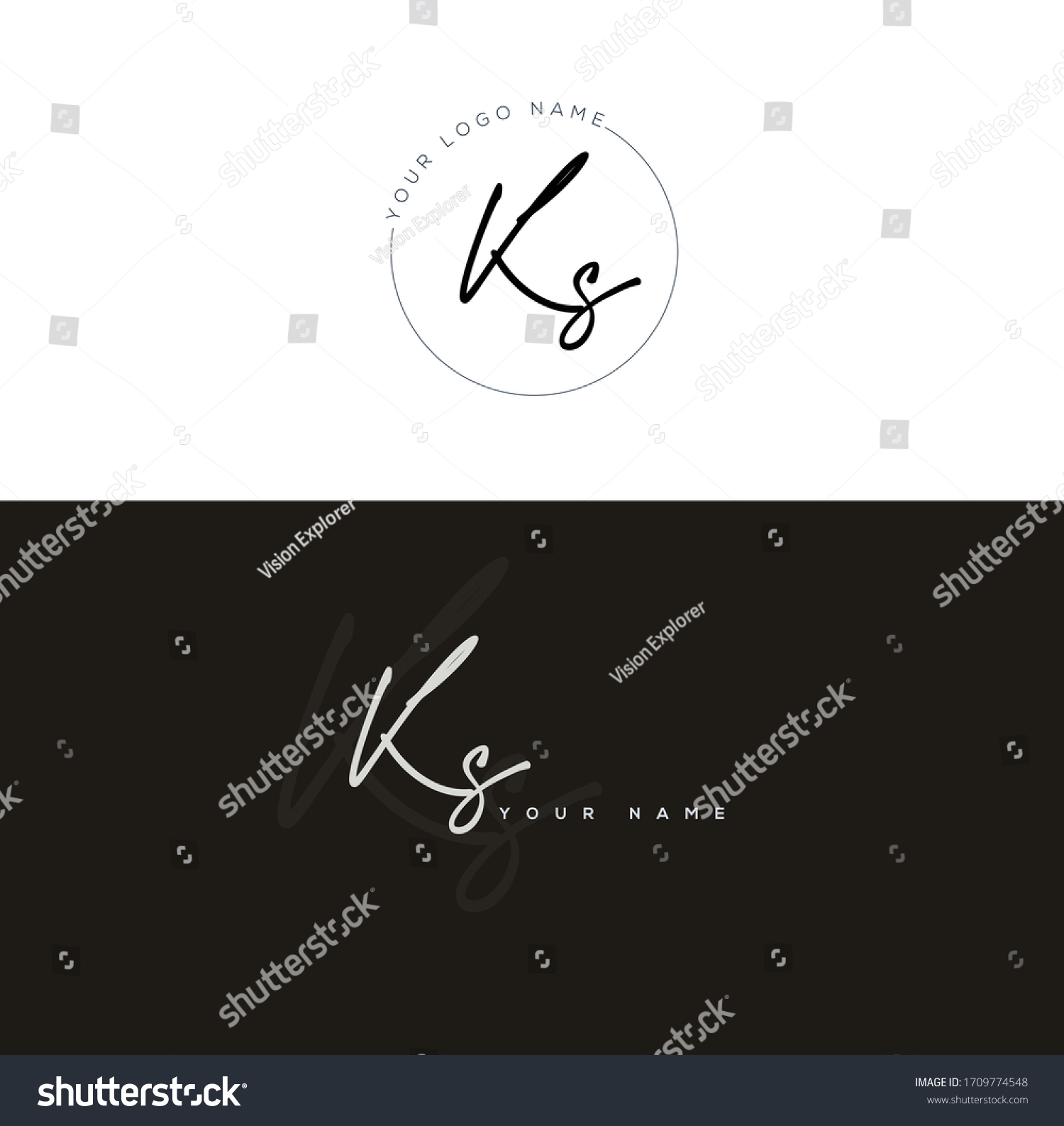 K S Ks Initial Letter Handwriting Stock Vector Royalty Free 1709774548