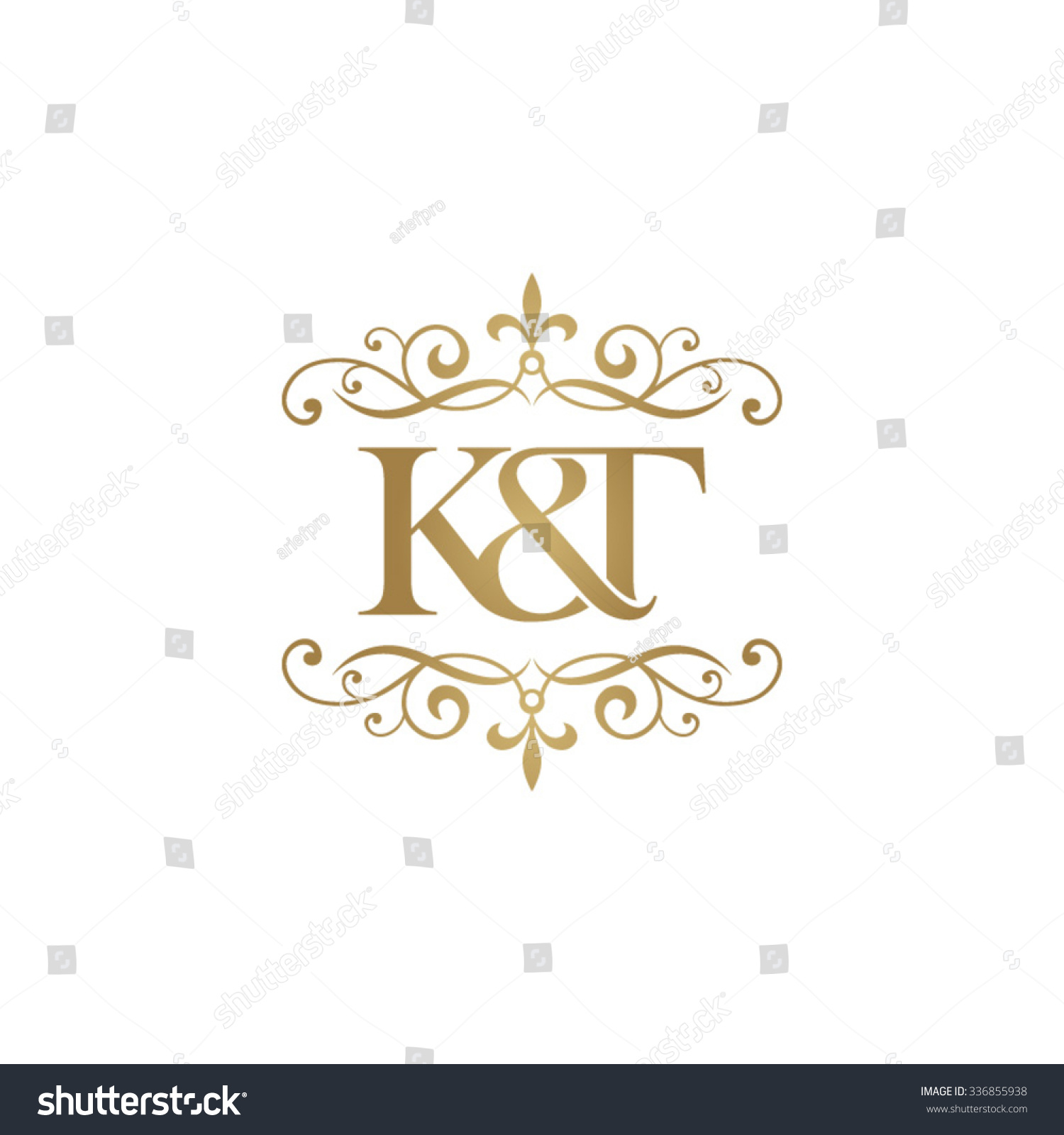 Kt Initial Logo Ornament Ampersand Monogram Stock Vector Royalty Free