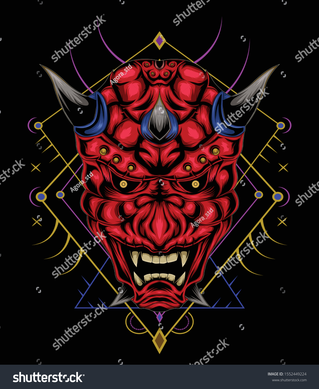 Kabuki Illustration Red Devil Face Illustration Stock Vector (Royalty ...