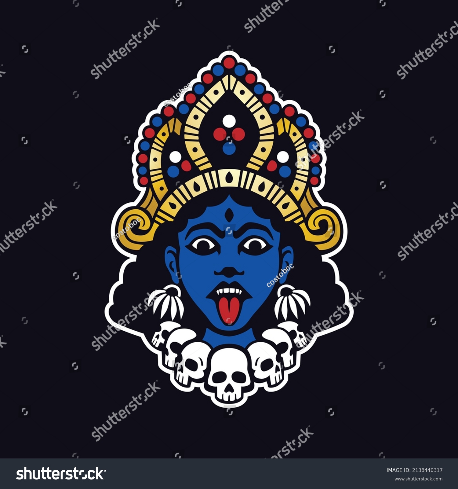 Kali Goddess Portrait Illustration Emblem Stock Vector (Royalty Free ...