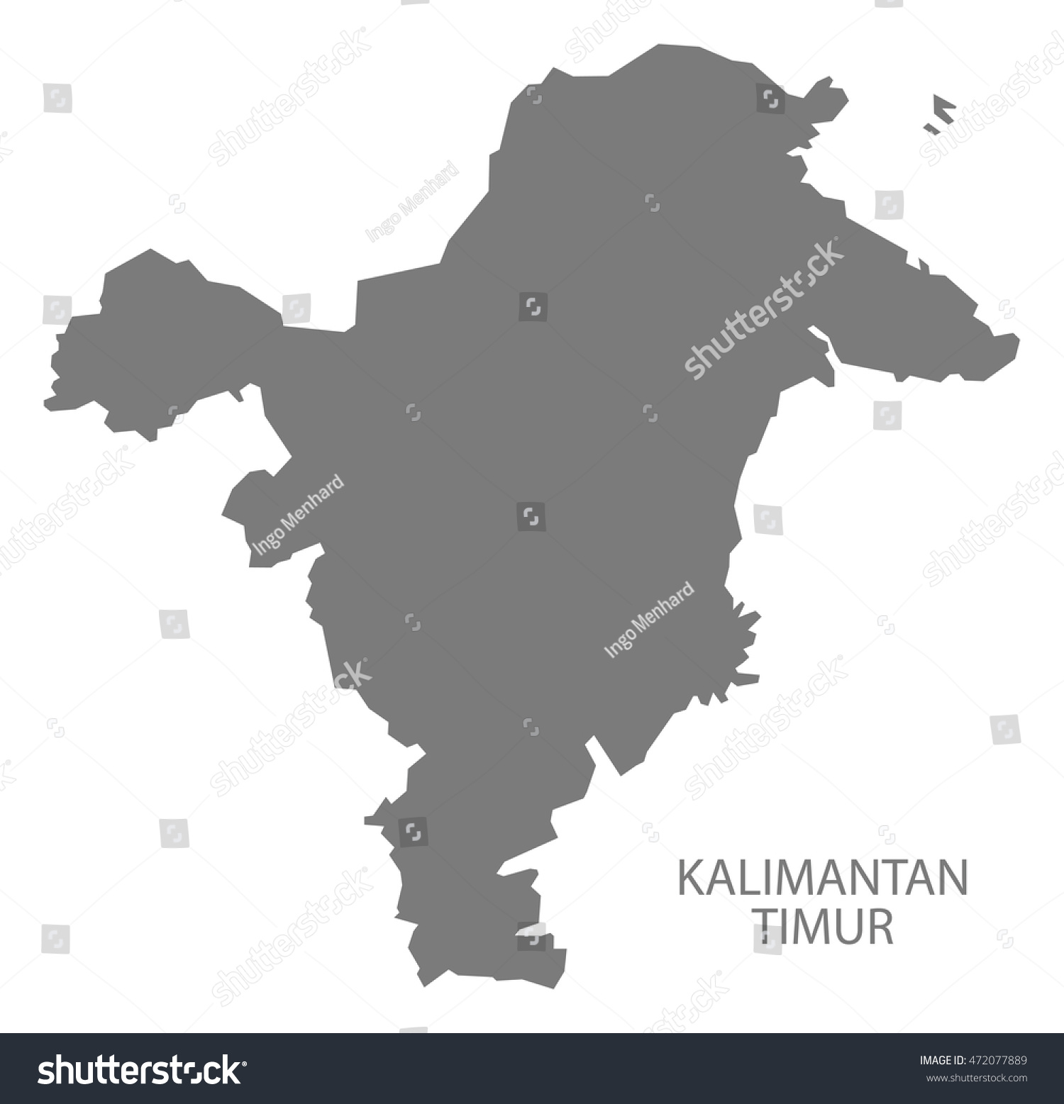 Kalimantan Timur Indonesia Map Grey Stock Vector (Royalty Free ...