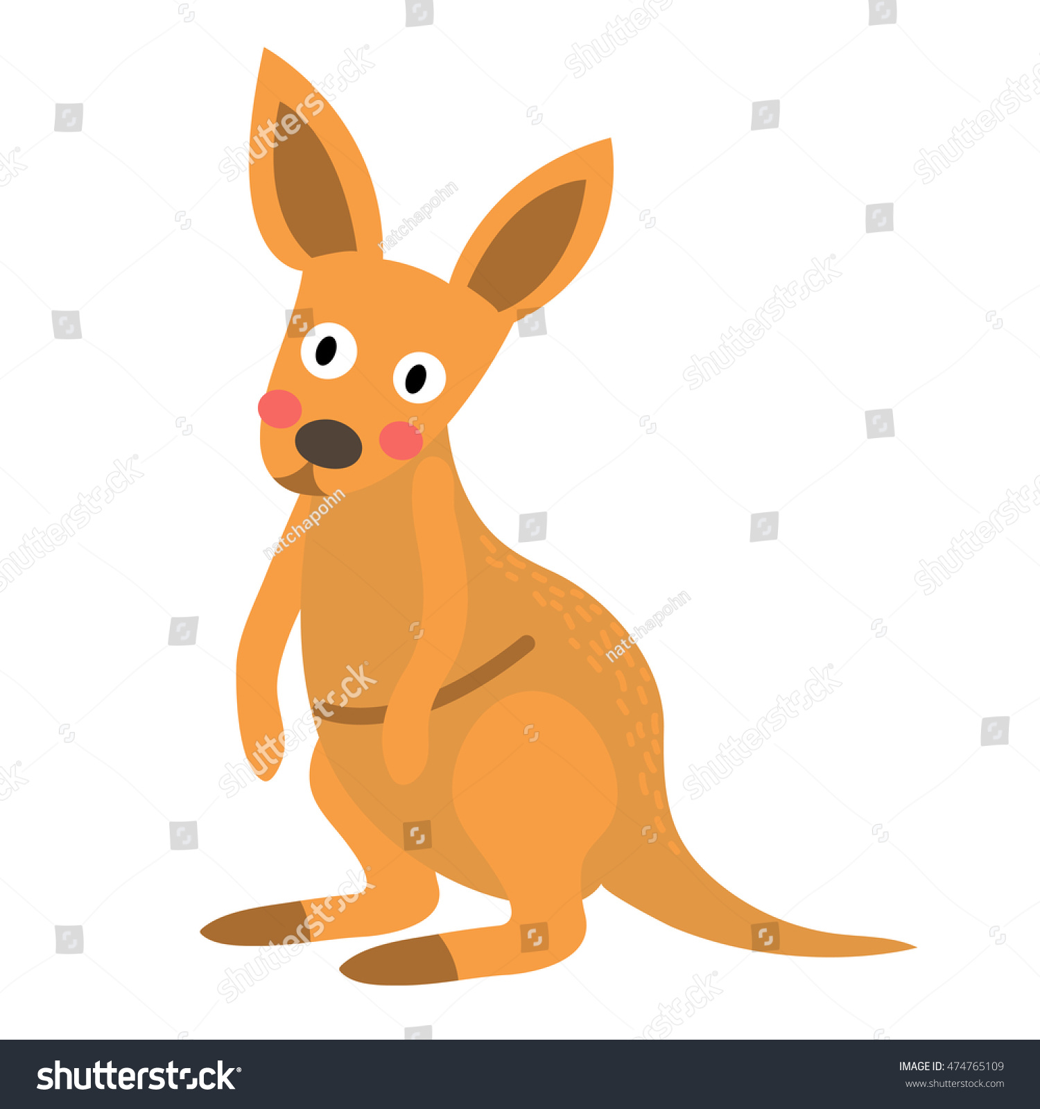 Kangaroo Animal Cartoon Character Isolated On White Background. Stock ...