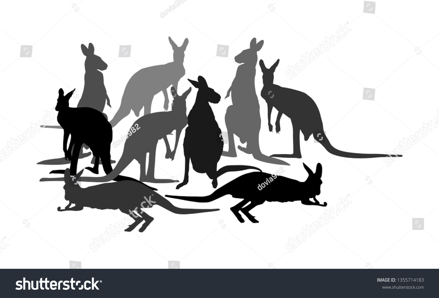 SVG of Kangaroo vector silhouette illustration isolated on white background. Australian animal portrait. Tourist symbol souvenir. Fauna best jumper. Zoo attraction. Kangaroo family crew. svg