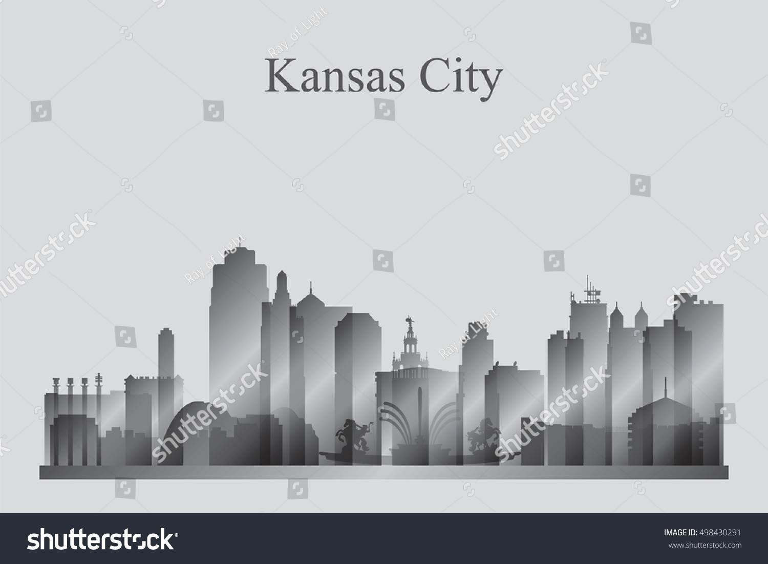 Kansas City Skyline Silhouette Grayscale Vector Vector De Stock libre kansas-city-skyline-silhouette-grayscale-vector-vector-de-stock-libre