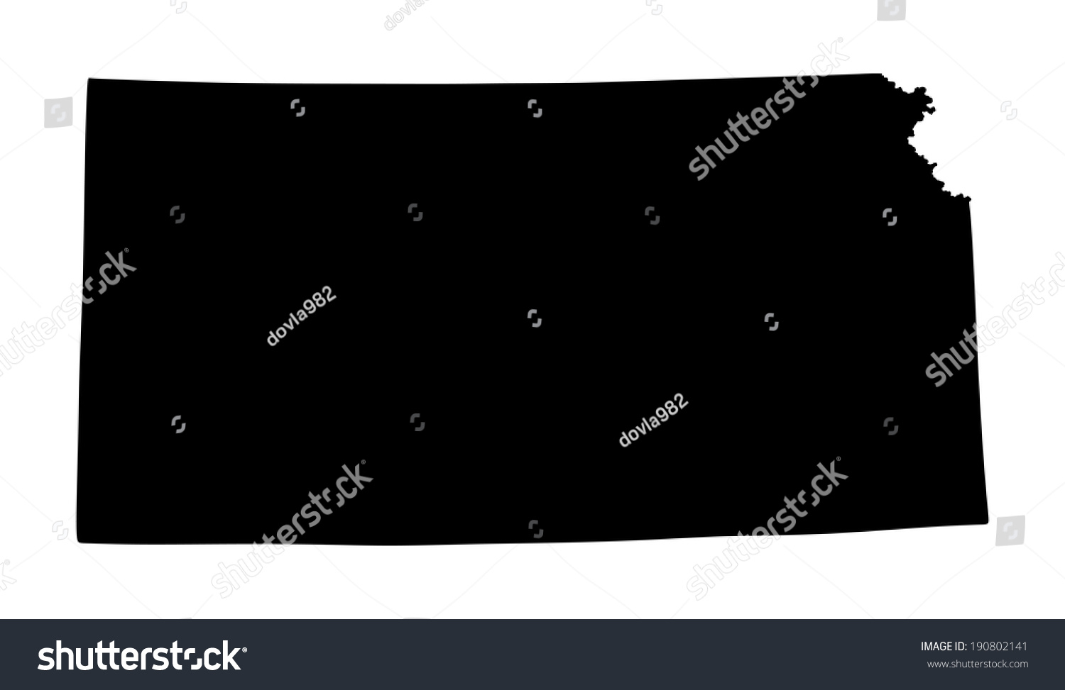 Kansas Vector Map Silhouette Isolated On Stock Vector (Royalty Free ...