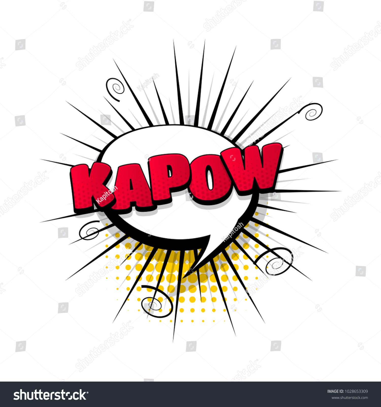 kapow hand drawn pictures effects template stock vector royalty