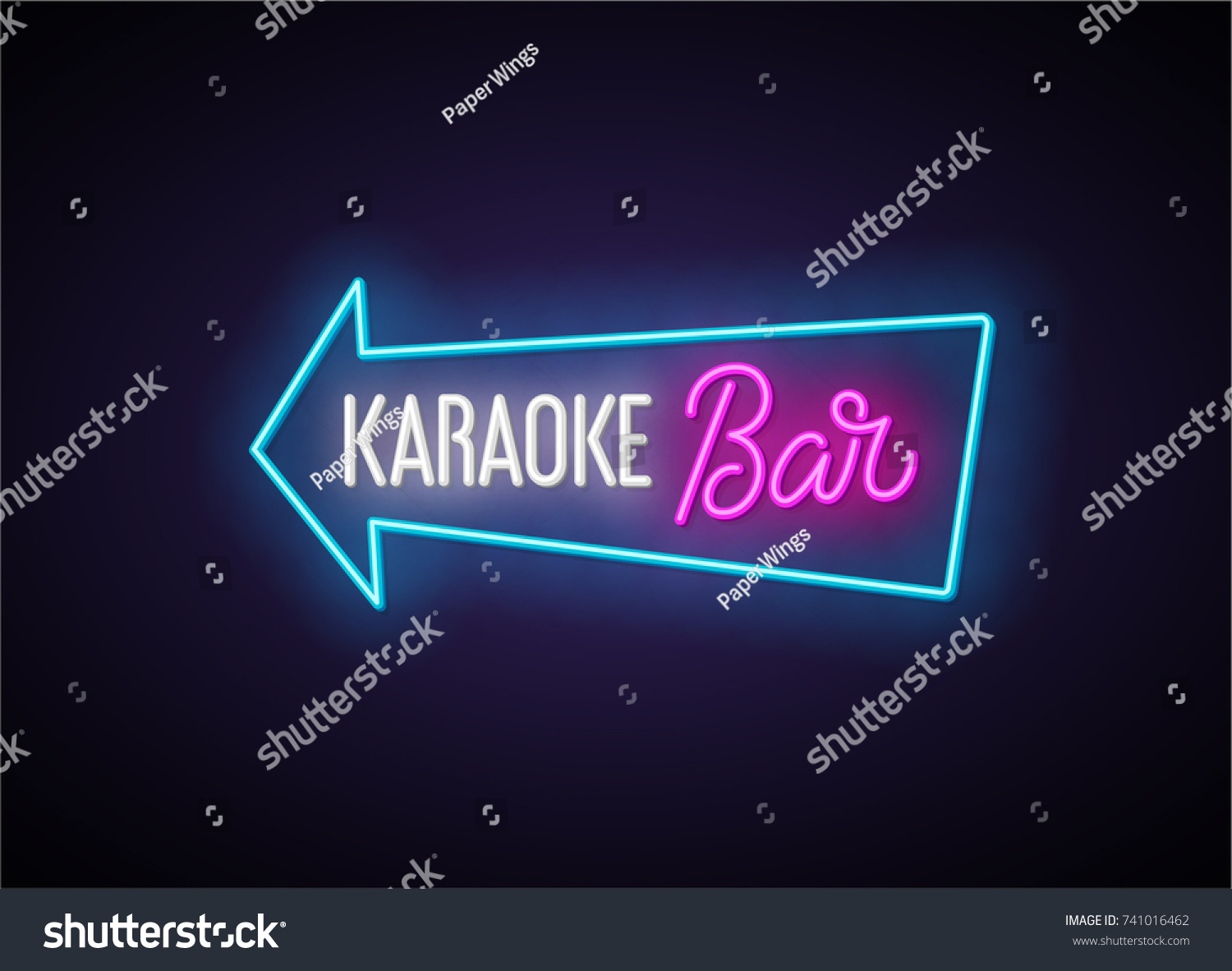 Karaoke Bar Neon Signboard Vector Illustration เวกเตอร์สต็อก ปลอดค่า