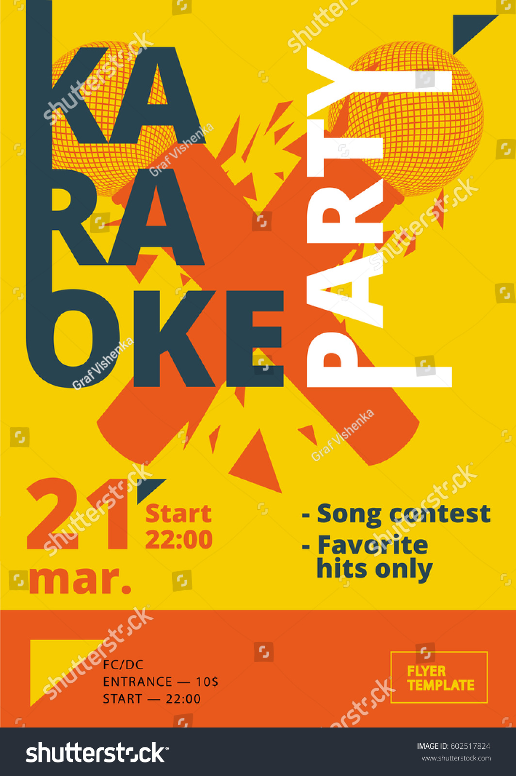 Karaoke party poster or flyer template in A20 size. Song contest pre Intended For Photo Contest Flyer Template