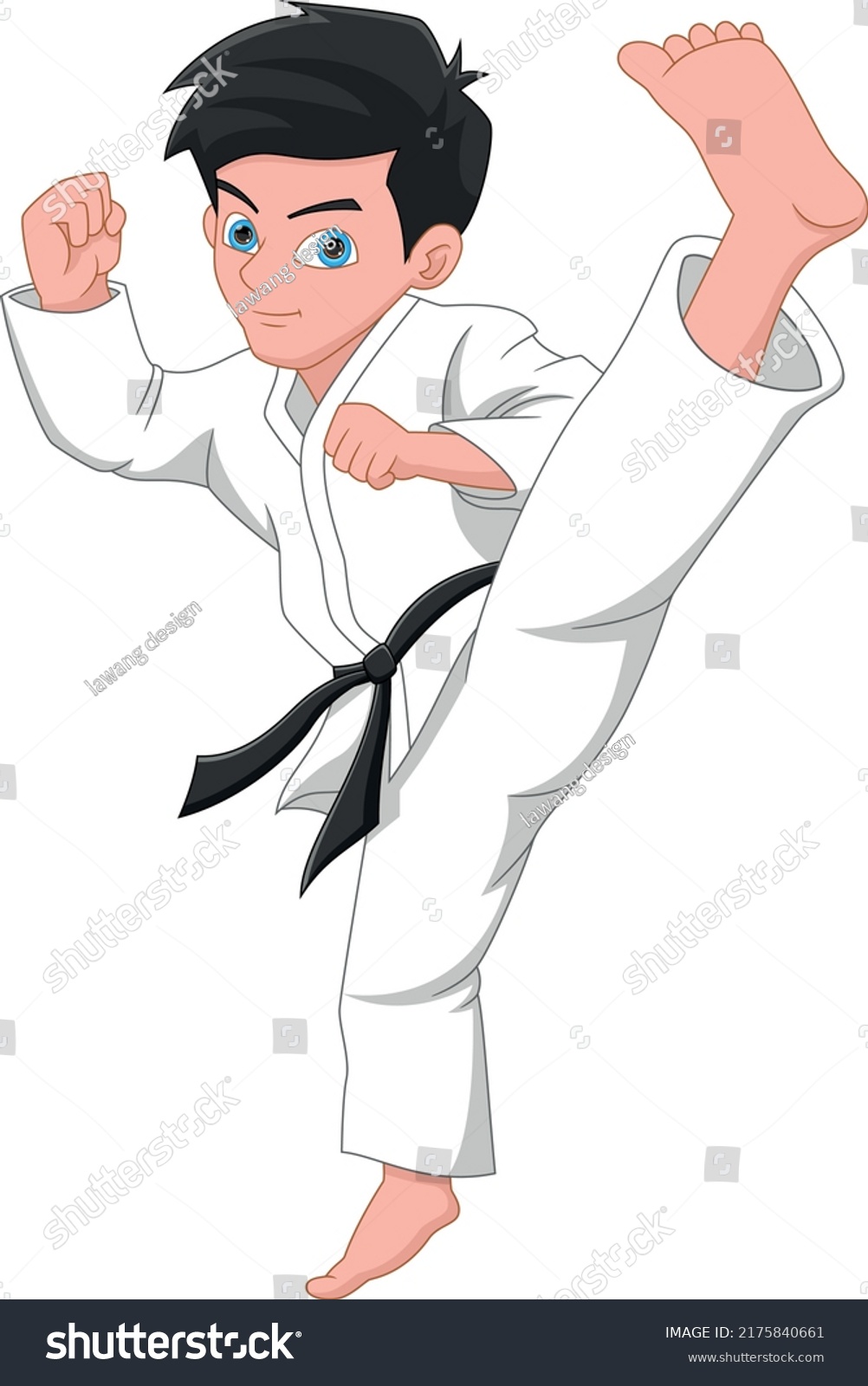Karate Boy Kick Pose On White Stock Vector (Royalty Free) 2175840661 ...