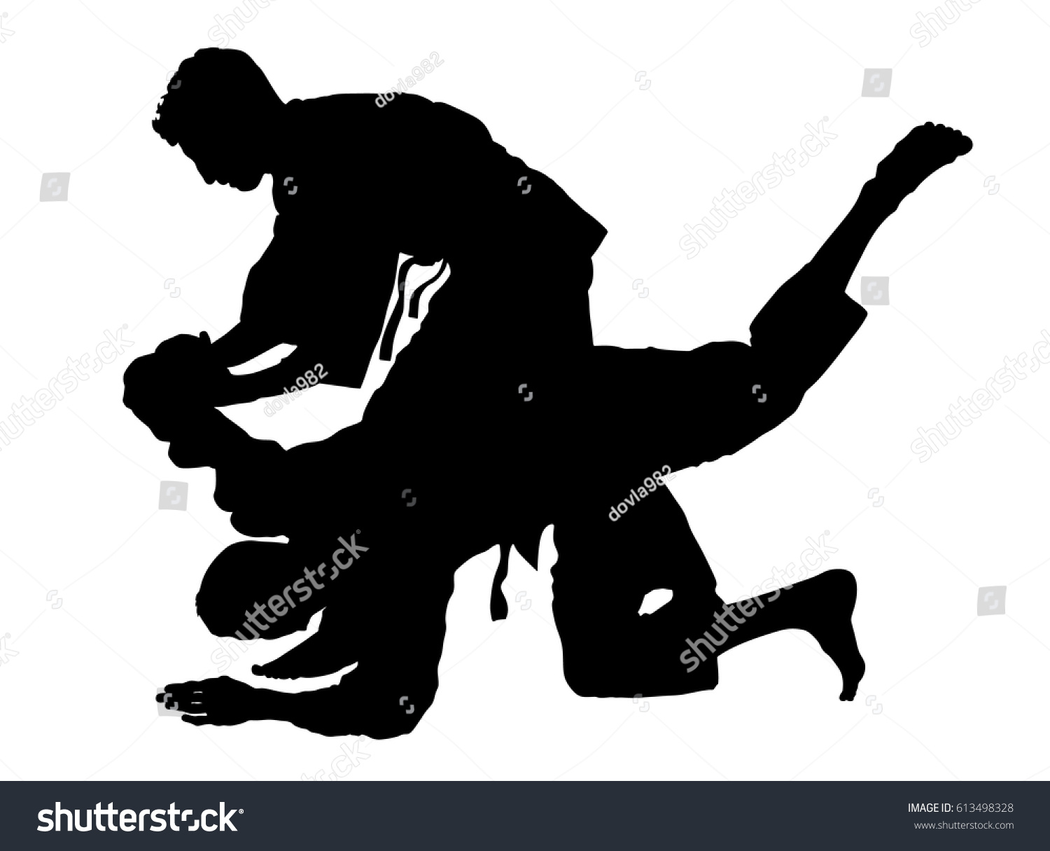 Karate Fighters Kimono Vector Silhouette Illustration Stock Vector 613498328 Shutterstock 