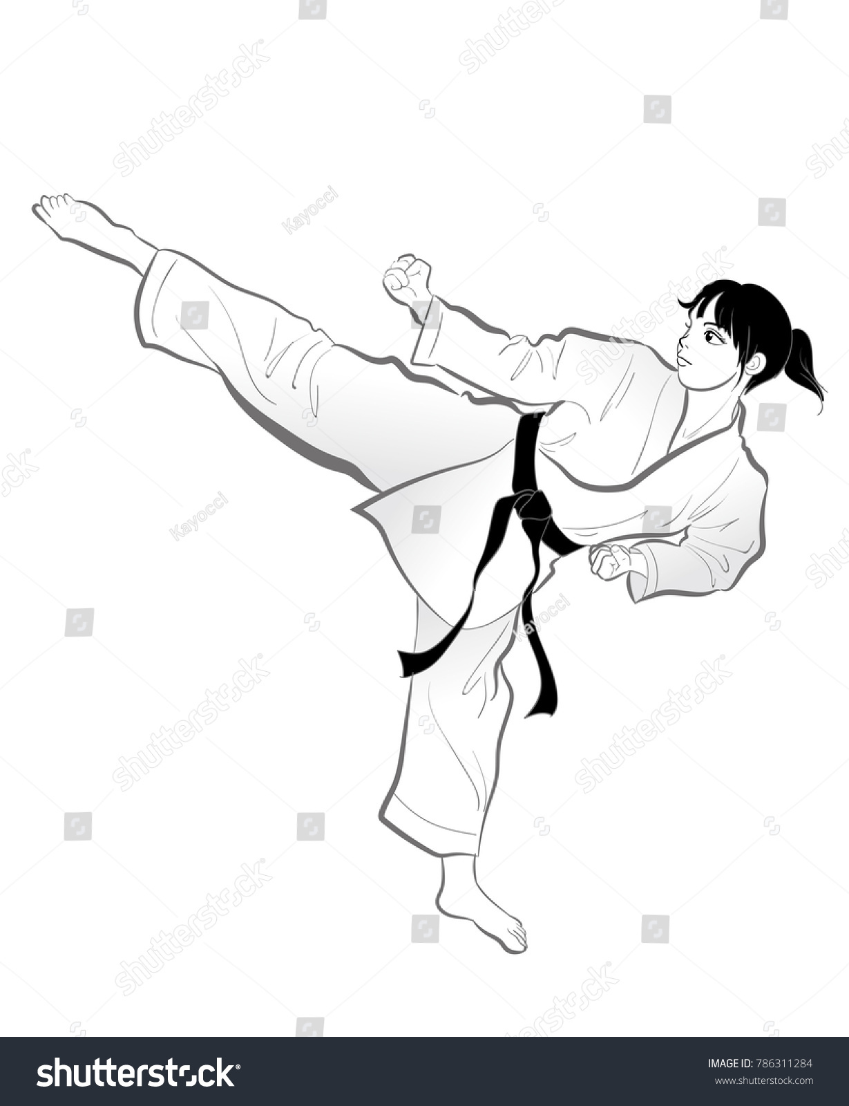 Karate Kick Pose Vector Material Japanese Stock Vector (Royalty Free ...