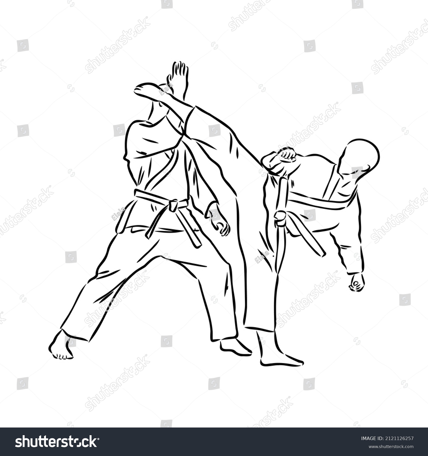 Karate Kick Technique Sketch Illustration Asian Stock Vector (Royalty ...