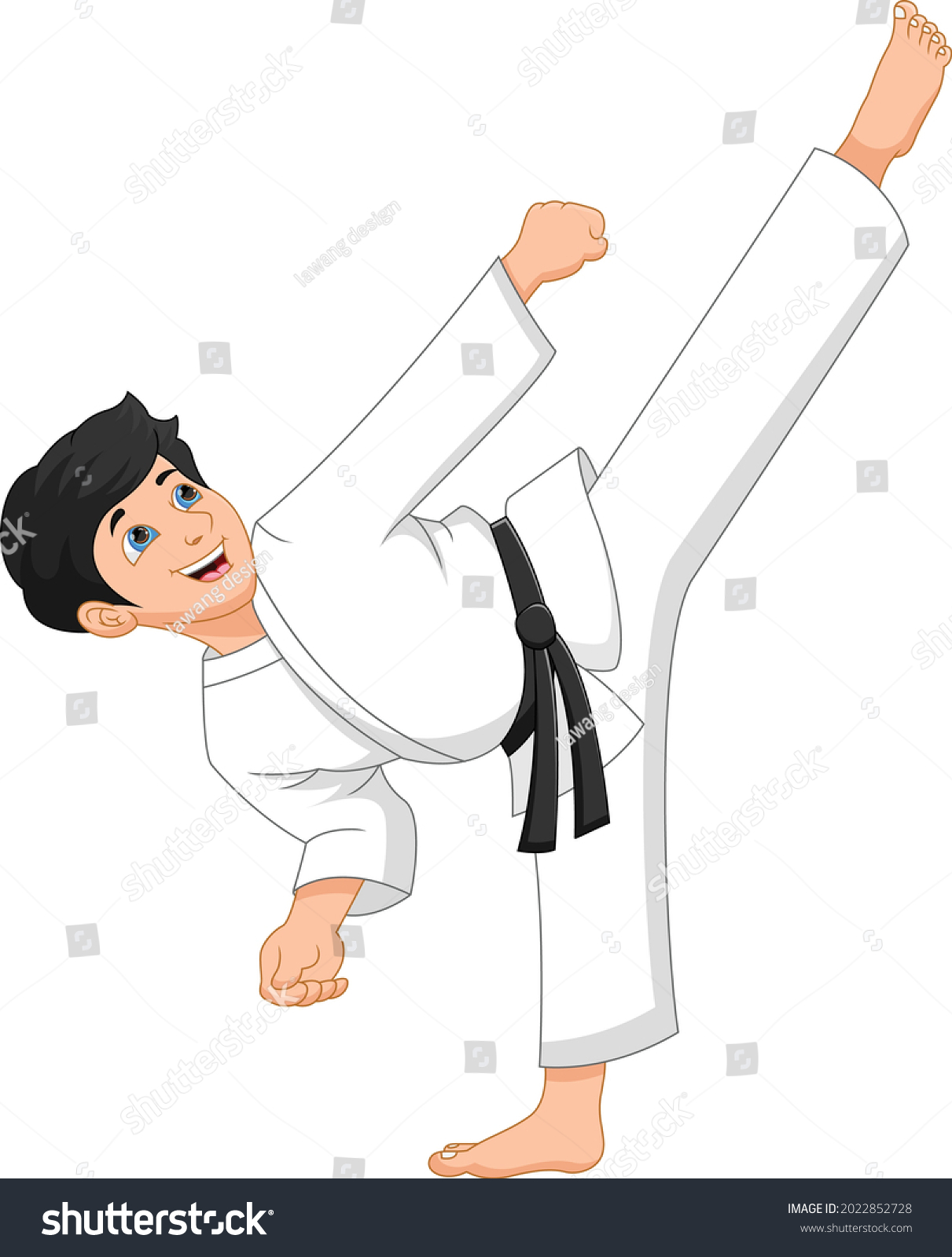 Karate Kid Kick Pose On White Stock Vector (Royalty Free) 2022852728 ...