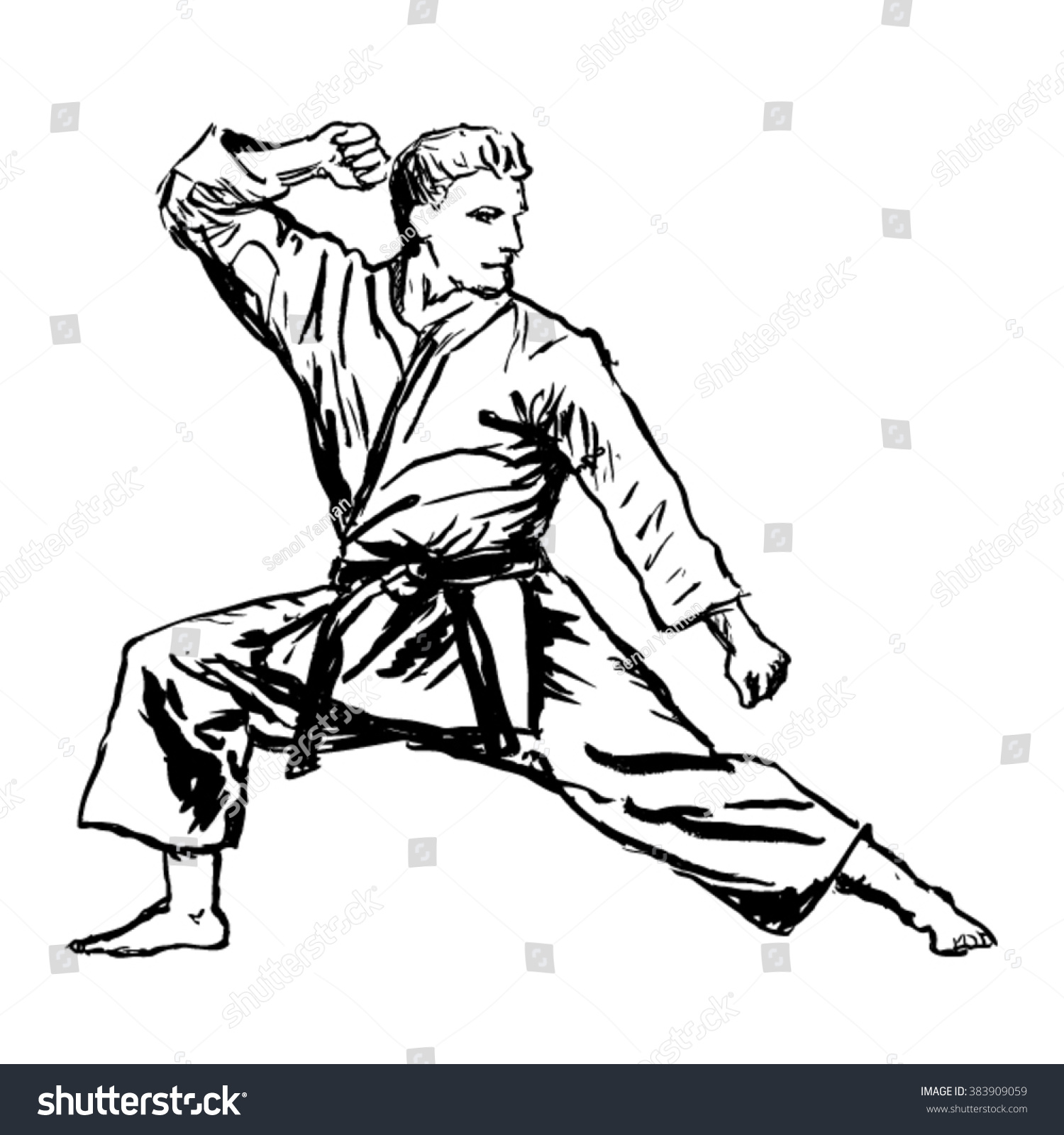 Karate Man Sketch Vector Stock Vector 383909059 - Shutterstock
