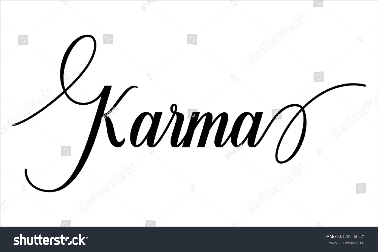 Karma Script Calligraphy Cursive Typography Black Stock Vector (Royalty