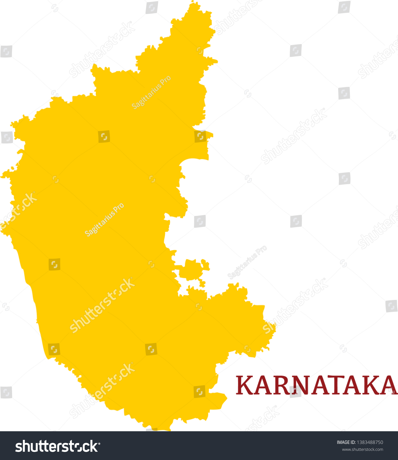 Karnataka India Vector Map High Detailed Stock Vector Royalty Free 1383488750