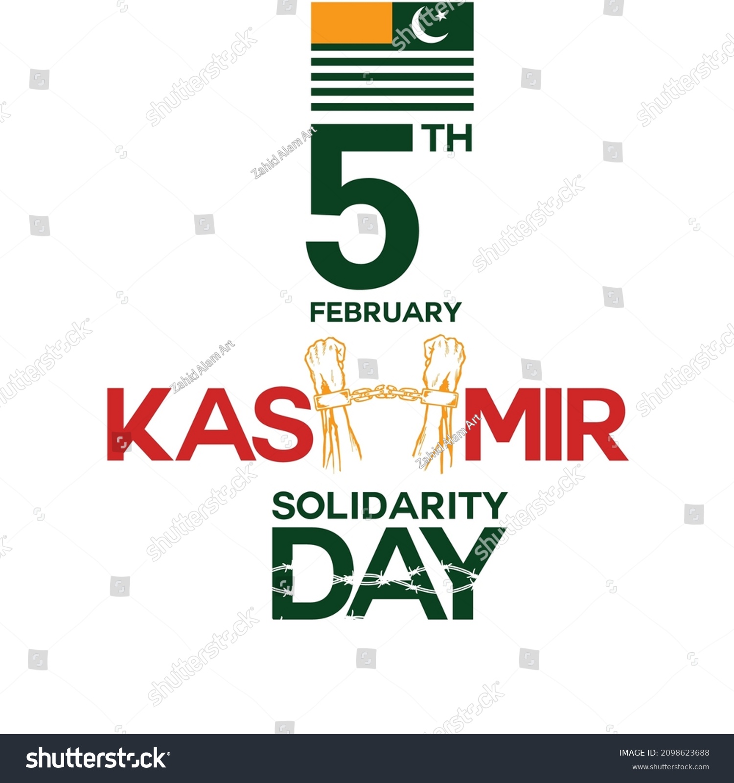 Kashmir Solidarity Day Design Hands Breaking Stock Vector Royalty Free