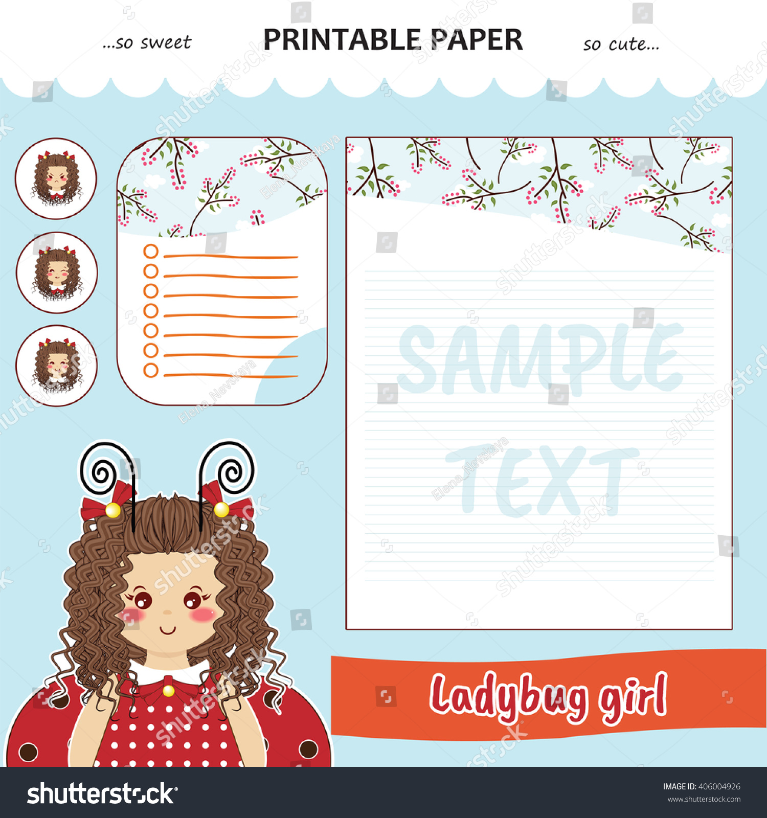 kawaii cute set vector printable paper stock vector royalty free 406004926