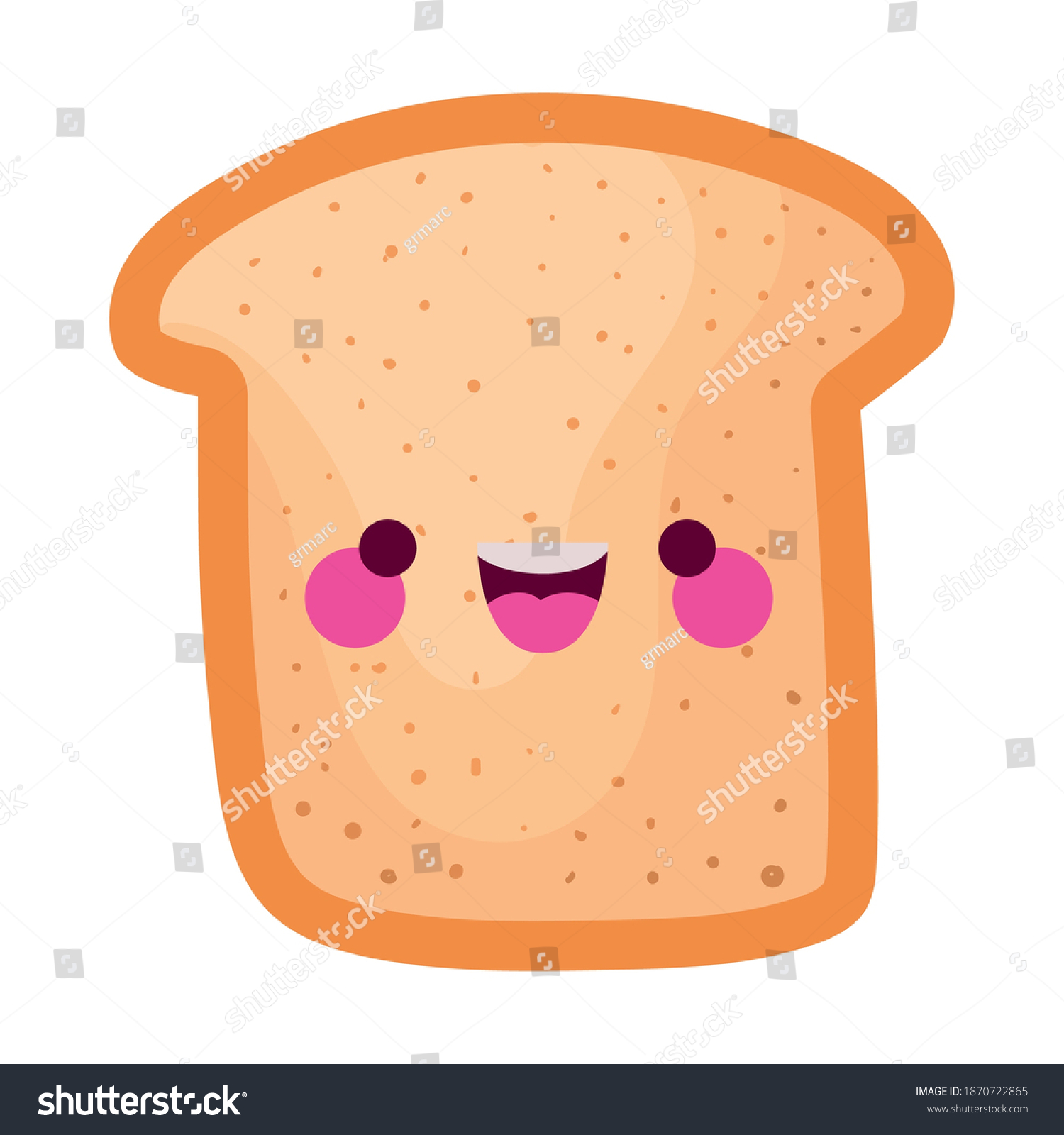 Kawaii Bread One Smiling Face Vector Stock Vector Royalty Free