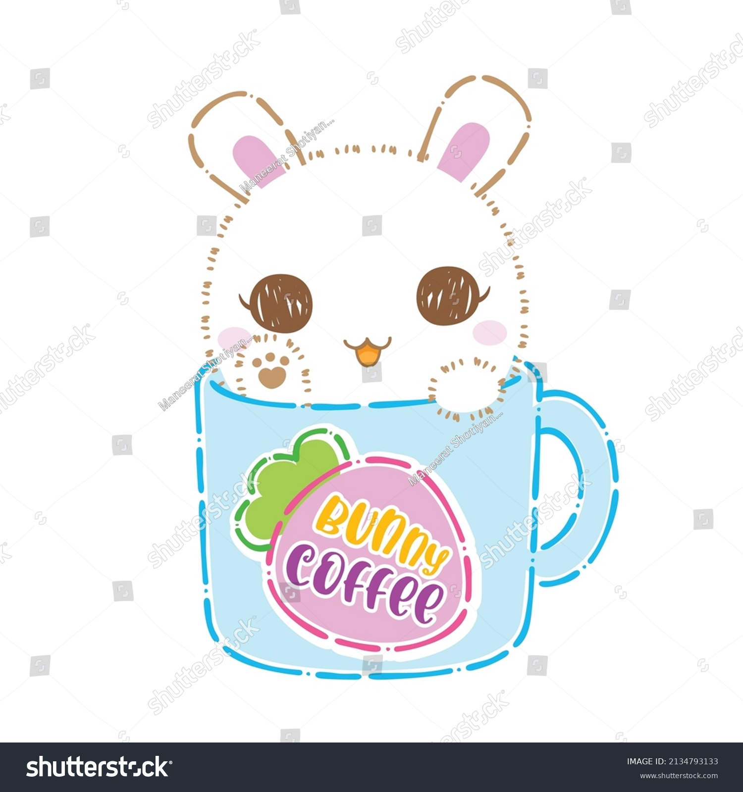 Kawaii Bunny Set Clip Art Cute Stock Vector (Royalty Free) 2134793133