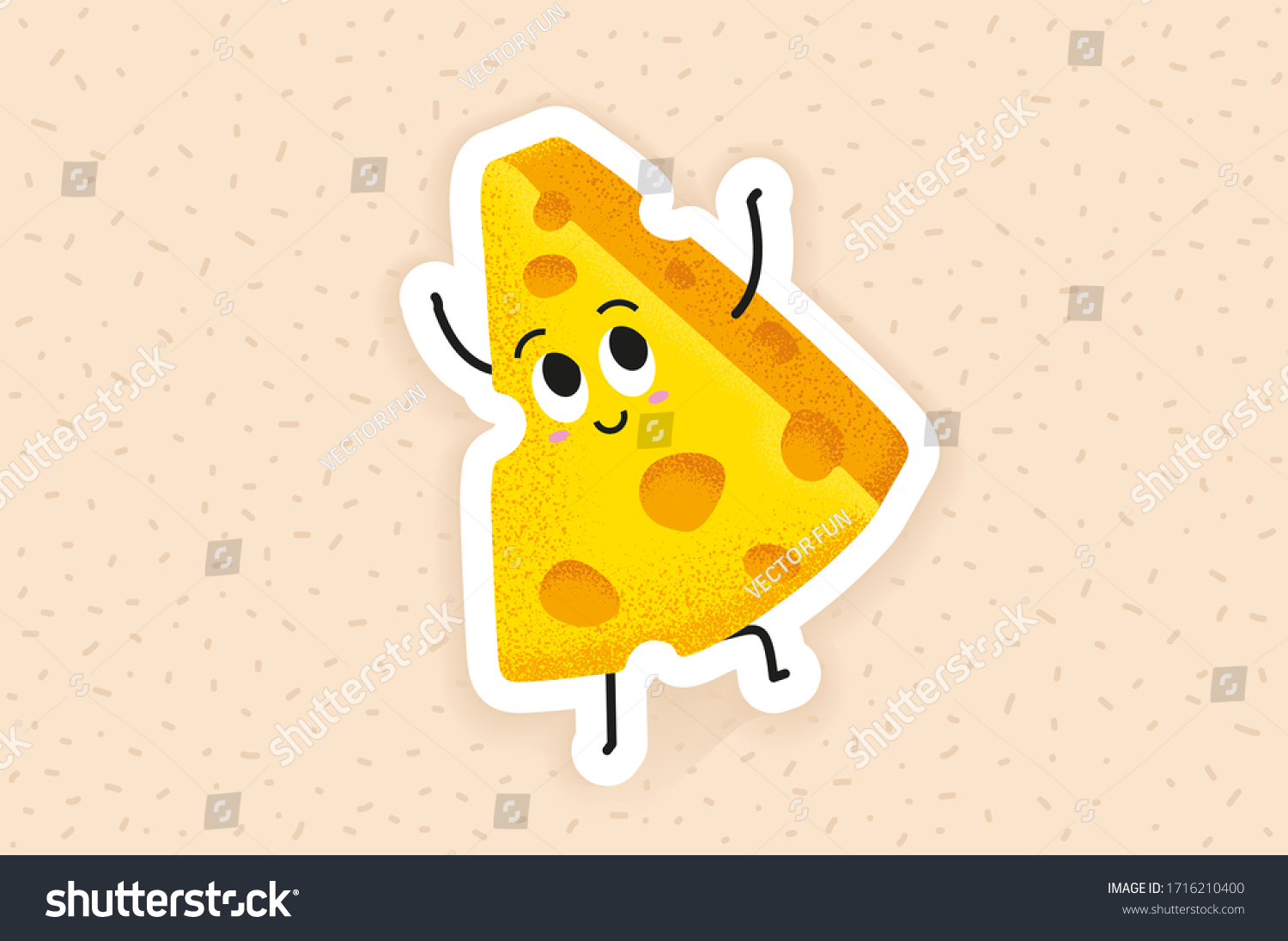 SVG of Kawaii cheese character vector illustration. Funny happy cute smiling cheese. Flat cartoon character illustration icon. Happy funny asian character for children's restaurant menu, Fast Food sticker svg